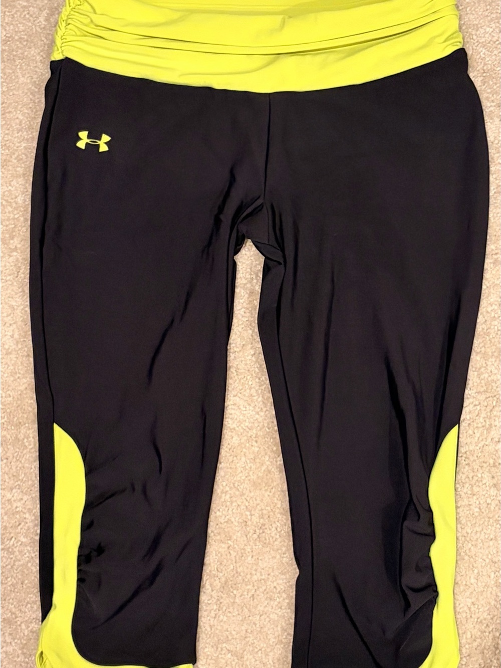 Under Armour Black with Neon Yellow Logo Athletic Bottoms